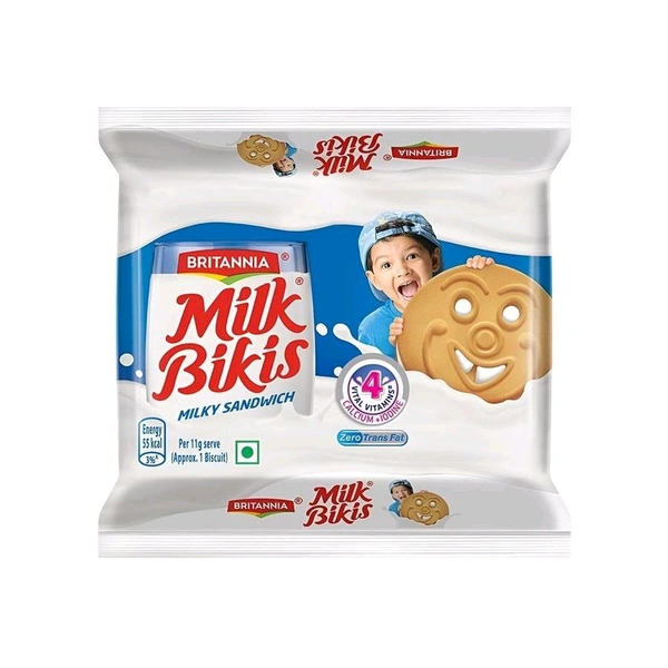 Britannia Milk Bikis Milky Sandwich Cream Biscuits, 200gm