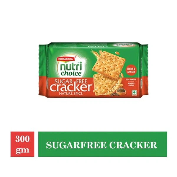 Britannia Nutri Choice Sugar Free Cracker Nature Spice with Jeera & Ajwain Zero Trans Fat, 300gm