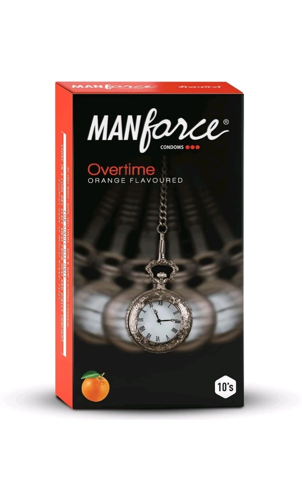 Manforce Overtime Condoms | Orange Flavoured| Long Lasting Pack Of 1 (10 Sheets)