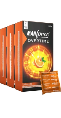 Manforce Overtime Condoms | Orange Flavoured| Long Lasting Pack Of 1 (10 Sheets)