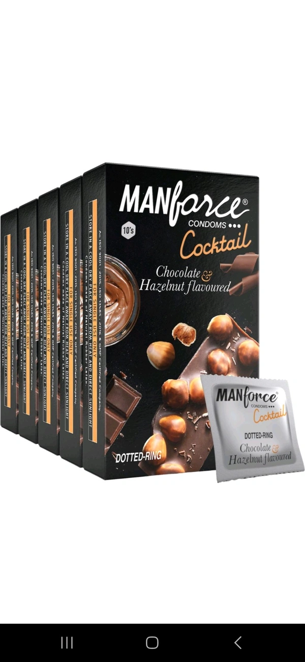 Manforce Cocktail Condoms | Chocolate & Hazelnut Flavoured 2280 Dots | 1 Pack (10 Sheets)