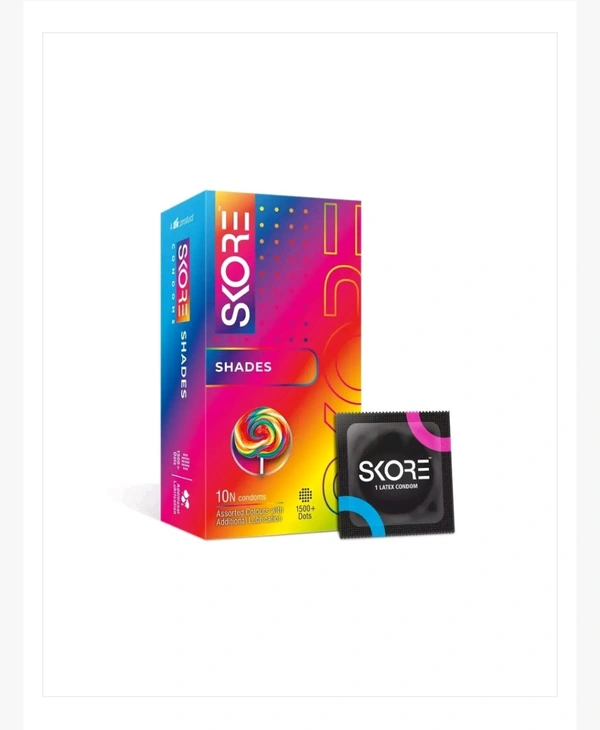 Skore SHADES Condoms | 1500+ Dots | Pack Of 1 (10 Sheets)