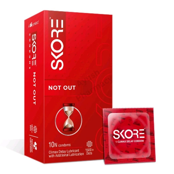 Skore Not Out Condoms | 1500+ Dots | Pack Of 1 (10 Sheets)