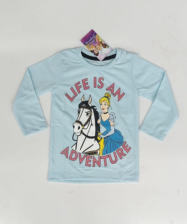 Disney Round Neck Full Sleeves Tshirt - Cyan Aqua, 2-3 yrs