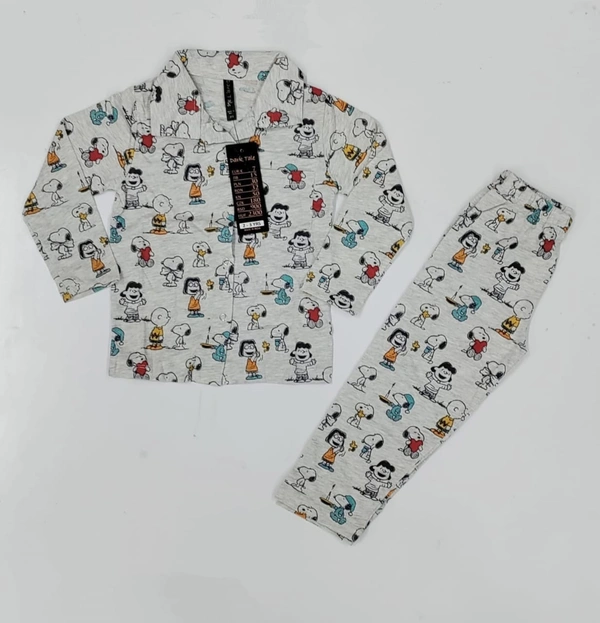 Kid's Full Sleeves Night Wear Set - 10-11 yrs
