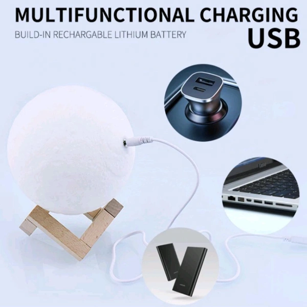3D Moon Lamps With Attractive Colours - White