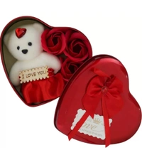 Artificial Flower, Greeting Card, Showpiece, Soft Toy Gift Set - Red