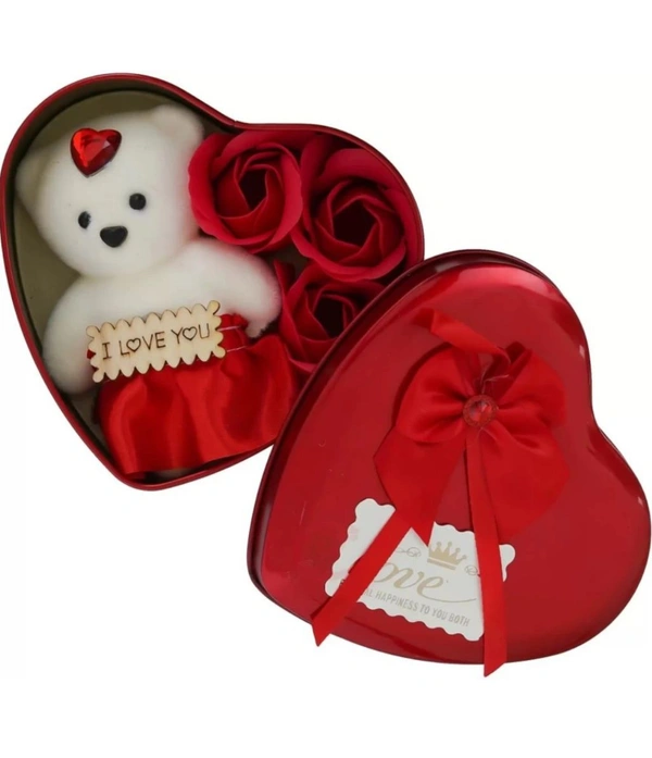 Artificial Flower, Greeting Card, Showpiece, Soft Toy Gift Set - Red