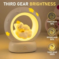 Kitty Cat Silicone Dimmable Kitten Bunny Light Sleeping Cat Lamp - White, 12x14 Cm