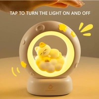 Kitty Cat Silicone Dimmable Kitten Bunny Light Sleeping Cat Lamp - White, 12x14 Cm