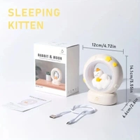 Kitty Cat Silicone Dimmable Kitten Bunny Light Sleeping Cat Lamp - White, 12x14 Cm