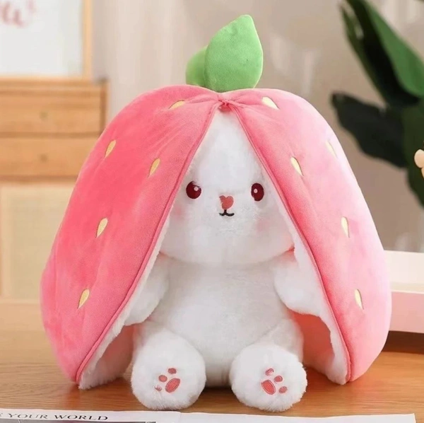 Reversable Cute Plush Big Ears Bunny - Blush Pink, 35cm