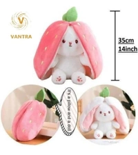 Reversable Cute Plush Big Ears Bunny - Blush Pink, 35cm