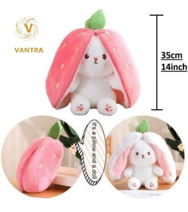 Reversable Cute Plush Big Ears Bunny - Blush Pink, 35cm