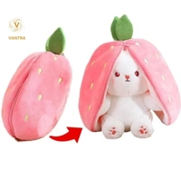 Reversable Cute Plush Big Ears Bunny - Blush Pink, 35cm