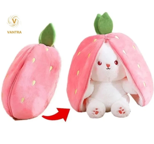 Reversable Cute Plush Big Ears Bunny - Blush Pink, 35cm