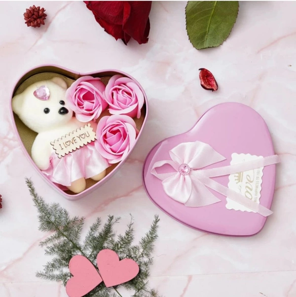 Artificial Flower, Greeting Card, Showpiece, Soft Toy Gift Set - Blush Pink