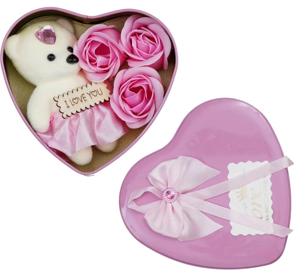 Artificial Flower, Greeting Card, Showpiece, Soft Toy Gift Set - Blush Pink