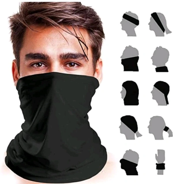 VEETASA Black Bike Face Mask for Men & Women (Size: Free, Balaclava) - Black, Adjustable