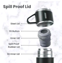 Pack of 1 Vacuum Flask set 3 Cup set for Hot & Cold Drink BPA Free Black 500 ml 