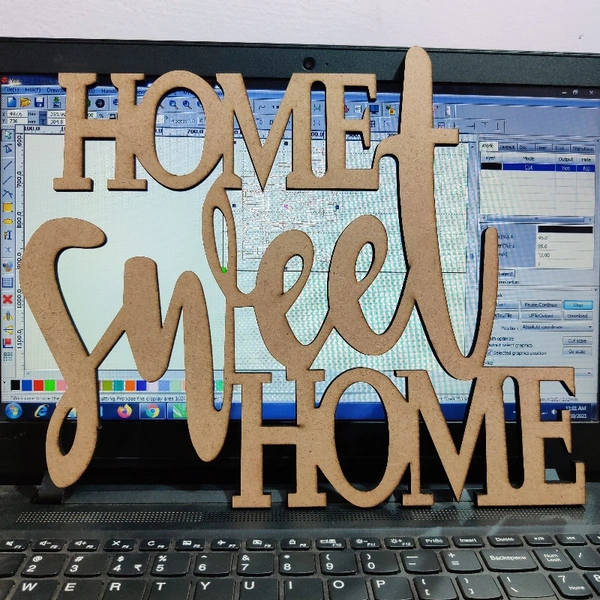 Mdf Design Home Sweet Home - natural, height 4inch thickness 5.5mm