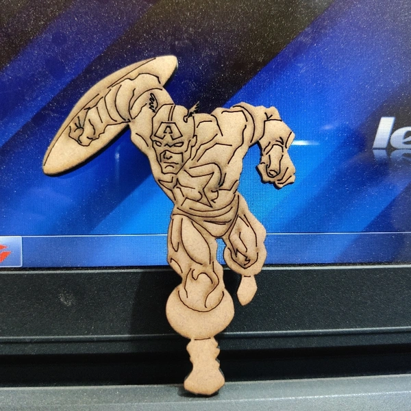 Mdf Captain America - Natural, size 4inch thickness 5.5mm