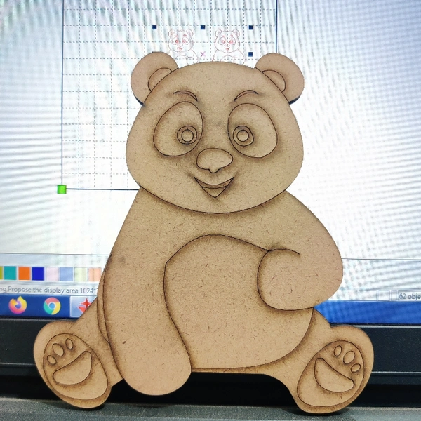 MDF Panda - natural, size 4inch Thickness 5.5mm