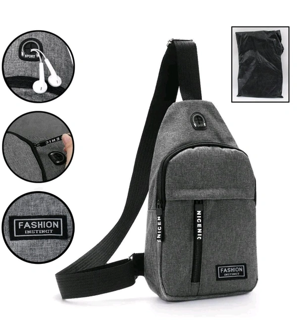 Waterproof pack waist bag, Shoulder Bags Chest Men Casual fashion USB Charging earphone hook Sling Travel Bag (1 Pc)