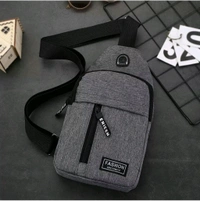 Waterproof pack waist bag, Shoulder Bags Chest Men Casual fashion USB Charging earphone hook Sling Travel Bag (1 Pc)