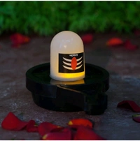 Water Sensor Led Shivling Idol Murti for Daily Pooja Purpose & Festival Decoration Led Shivling