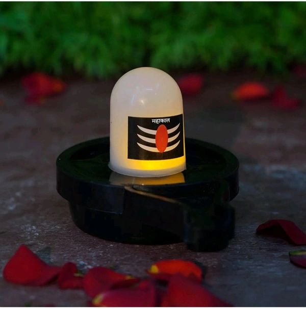 Water Sensor Led Shivling Idol Murti for Daily Pooja Purpose & Festival Decoration Led Shivling