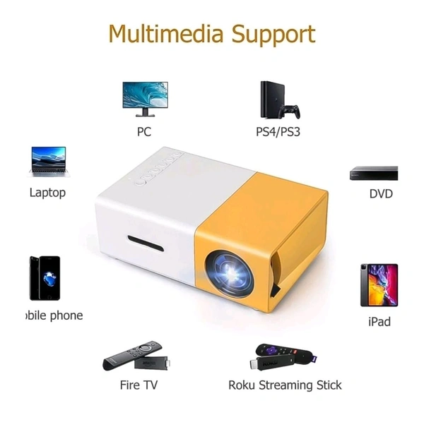 MATADAR  Portable Mini Home Theater LED Projector with Remote Controller, LED Corded Projector, Support HDMI, AV, SD, USB Interfaces Projector (1 Set)