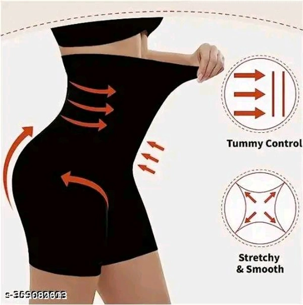 Women's Cotton Nylon Seamless Wired Tummy Control High Waist and Thigh Ladies Shaper Briefs Shapewear  - Black, M