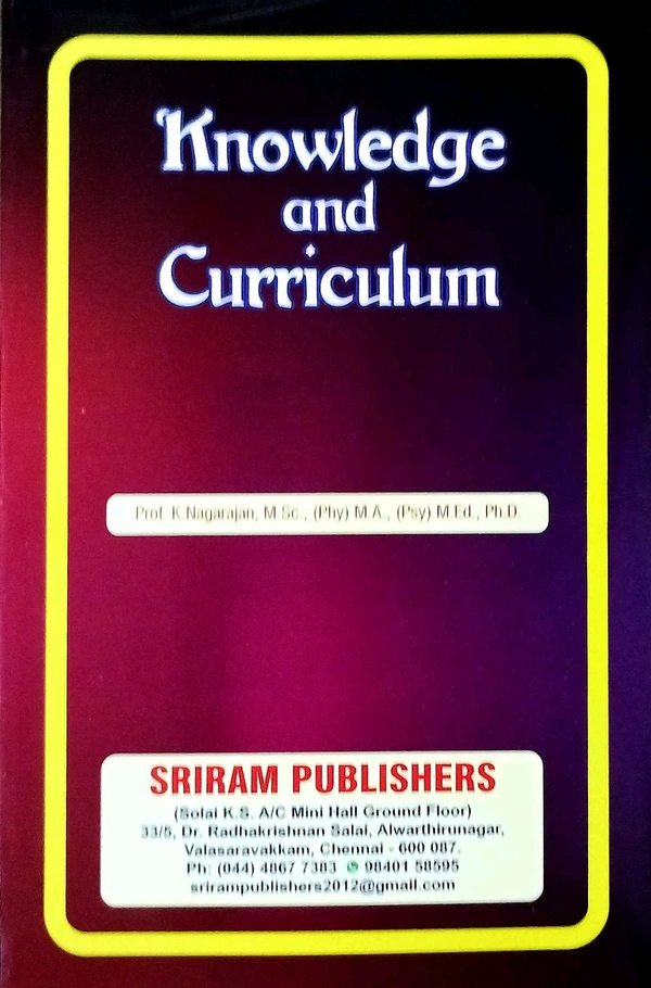 B.Ed Book Knowledge And Curriculum (Prof K.Nagarajan)