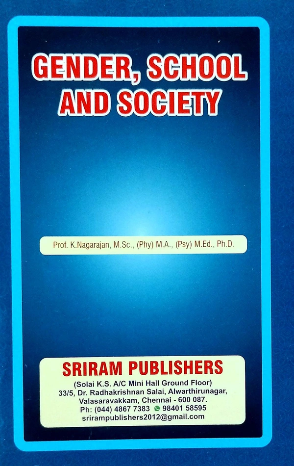 B Ed Book Gender School And Society (Prof K.Nagarajan)