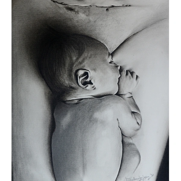Pencil Portrait Of a Newborn Baby ORIGINAL - a3
