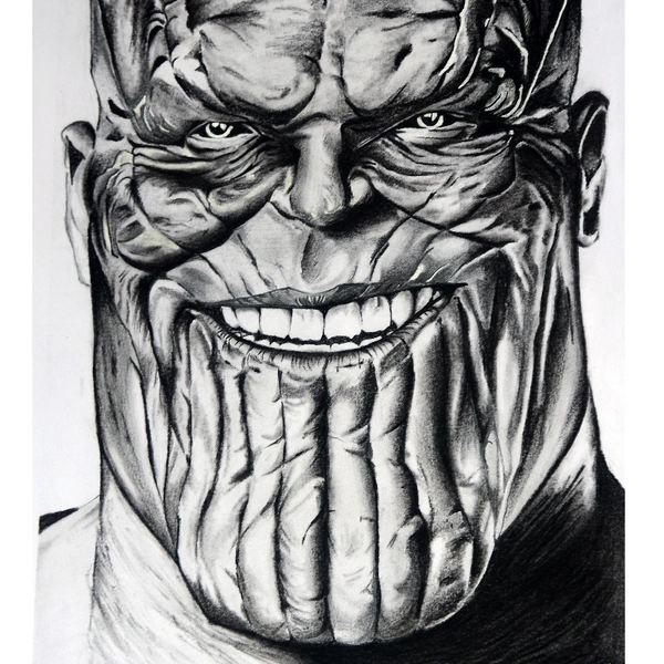 Pencil Portrait Of Thanos ORIGINAL - a3