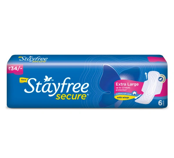 STAYFREE Secure Cottony Soft Sanitary Pads With Wings, 7 Pads  