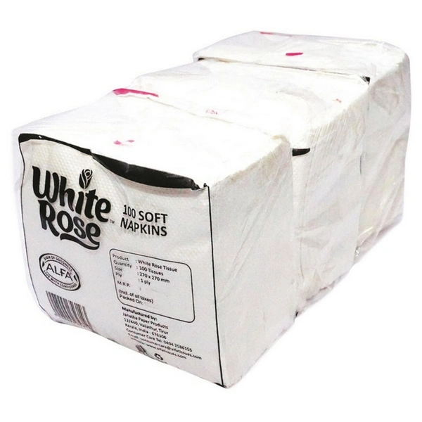 WHITE ROSE NAPKIN - 100PULLS
