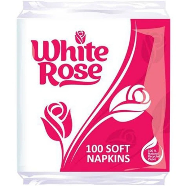 WHITE ROSE NAPKIN - 100PULLS