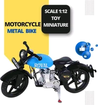  Miniature Solid Blue Royal Bullet Toy Bike For Home And Office Decor | Birthday Gift  - 1:12