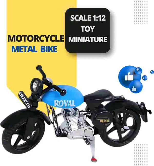  Miniature Solid Blue Royal Bullet Toy Bike For Home And Office Decor | Birthday Gift  - 1:12