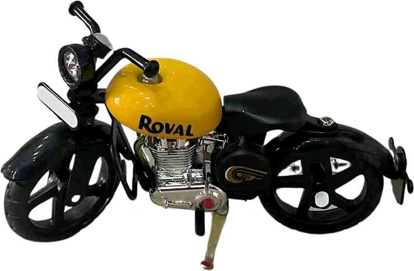  Miniature Solid Yellow Royal Bullet Toy Bike For Home And Office Decor | Birthday Gift  - 1:12