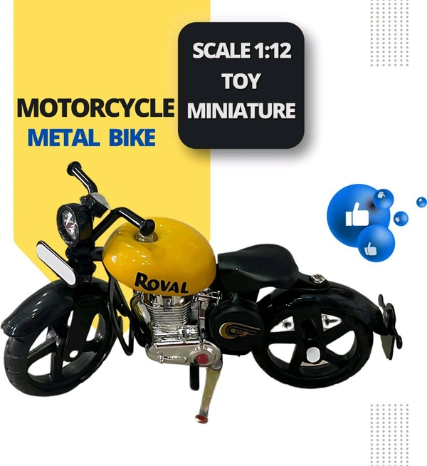  Miniature Solid Yellow Royal Bullet Toy Bike For Home And Office Decor | Birthday Gift  - 1:12