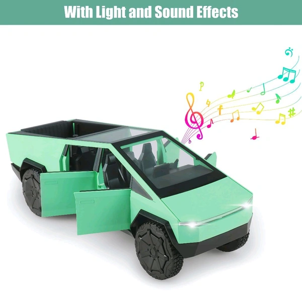 Miniature Die cast Metal Model  Scale Car With Light & Sound Cyber Truck  - 1:36