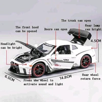  Miniature Diecast Nissan Gtr Metal Car 1:32Civic Type  - 1:32