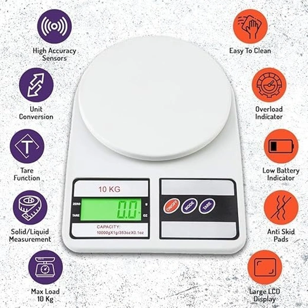 SHINE DIGITAL SCALE Shine Digital scale Kitchen Food Weighing Scale For Healthy Living, Home Baking, Cooking, Fitness & Balanced Diet.10Kg x 1gms with 2 Batteries Included, SF400/A121