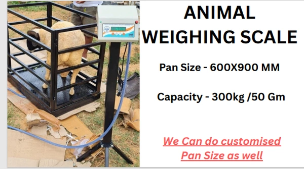 SHINE DIGITAL SCALE SHINE Digital 300KG/50GM Animal Weighing Machine with Pole Display pan Size - 600X900 MM