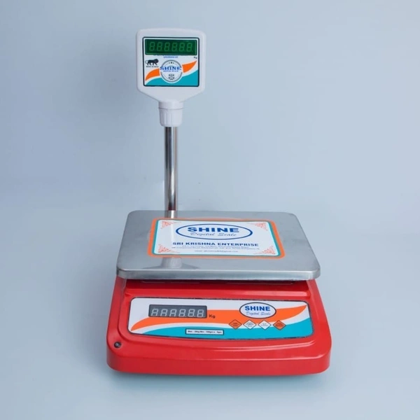 SHINE Digital Counter Table Top Weighing Machine with Front And Pole Double Display - 300X240 MM - 30KG/5GM