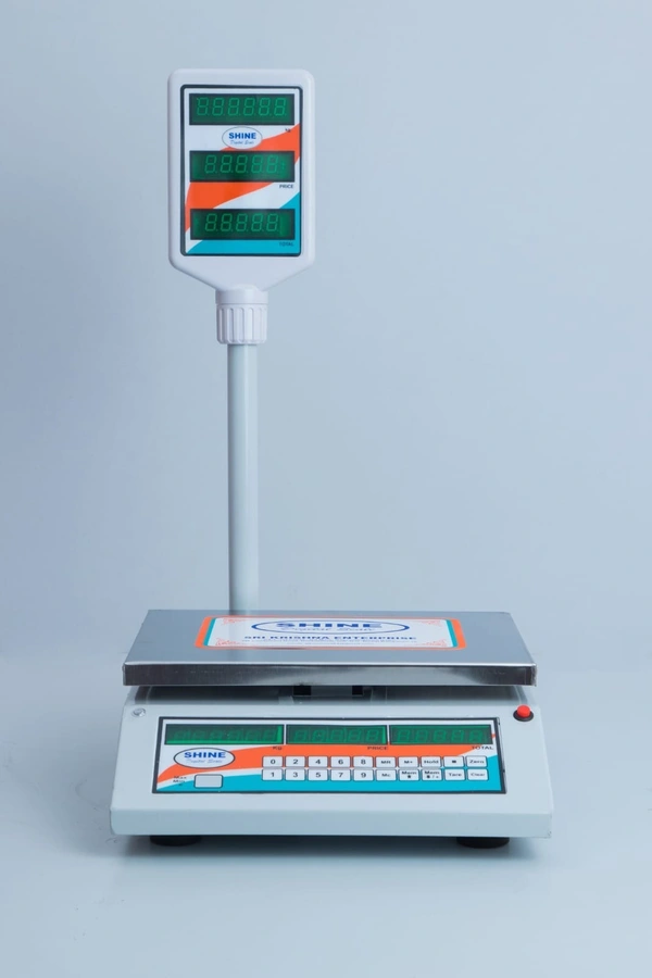 SHINE DIGITAL SCALE SHINE Digital 30KG/5GM, Price Computer Tabletop Counter Weighing Machine. with 3 Green Displays (Weight, Per KG Price & Total,) Pan Size - 300X250 MM,
